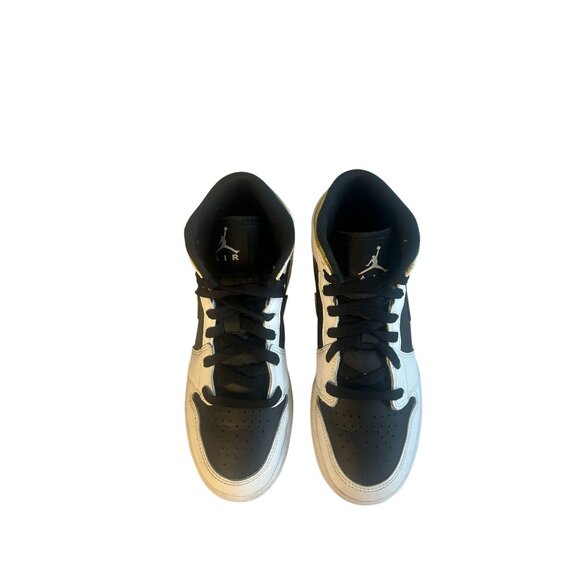Nike Air Jordan 1 MID Shoes GS Sz 5Y WMNS Sz 6.5 White/Gold/Black 554725-190 - Picture 5 of 16